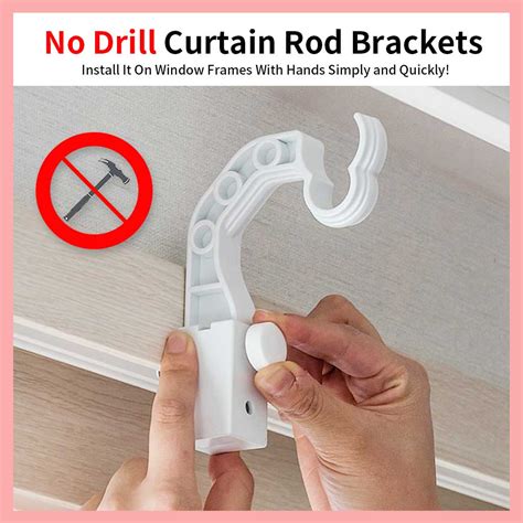 metal brackets things to hold curtain rod holes|no drill curtain brackets.